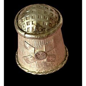 Vintage Newell Silver Thimble With Windmill Motif Made In Mexico